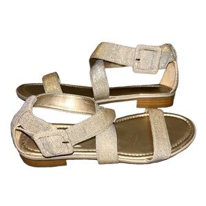Andrew Geller Lizzy Gold Silver Glitzy Strappy Sandals Size 8